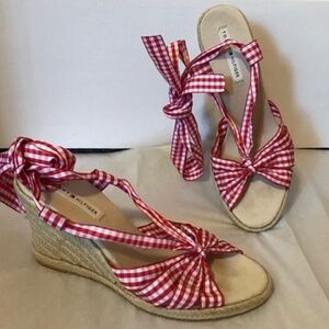 Tommy Hilfiger gingham ribbon wedges